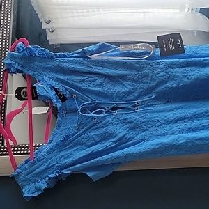 Lulus blue bell bottom romper Size L